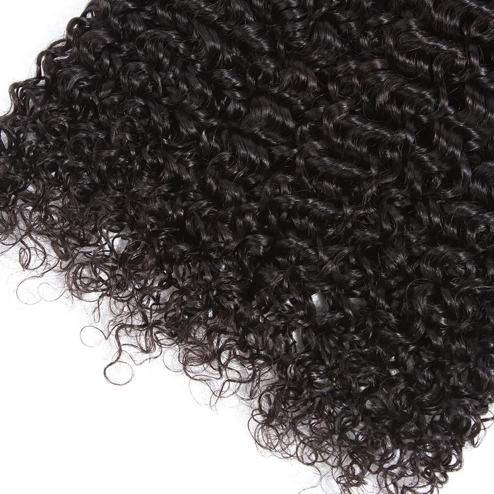 10A Grade 3/4 Kinky Curly Human Hair bundles with 4x4 Closures & 13x4