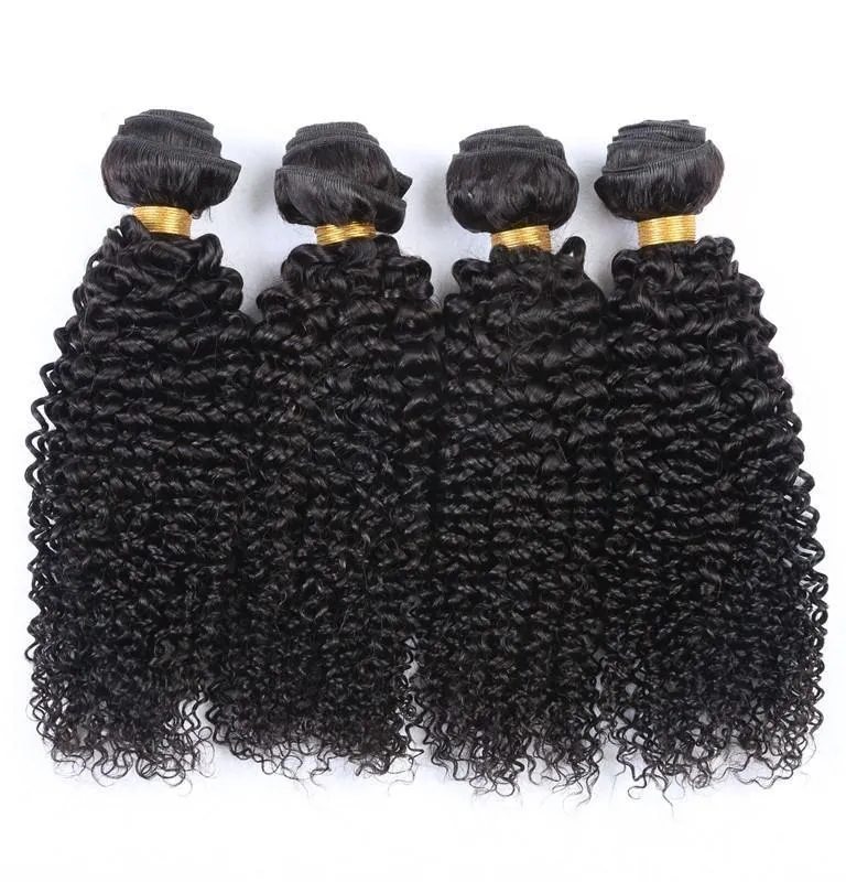 10A Grade 3/4 Kinky Curly Human Hair bundles with 4x4 Closures & 13x4