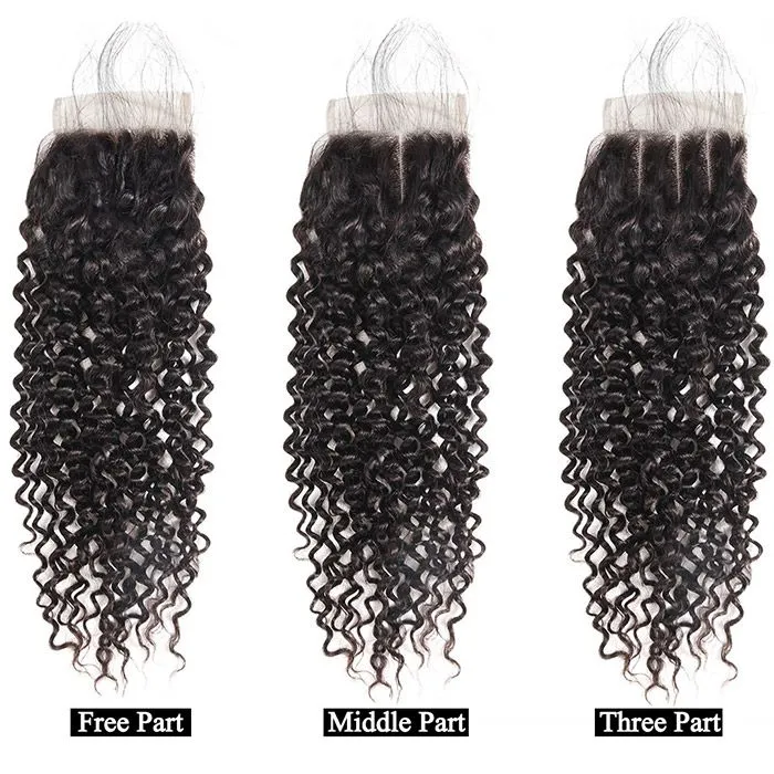 10A Grade 3/4 Kinky Curly Human Hair bundles with 4x4 Closures & 13x4