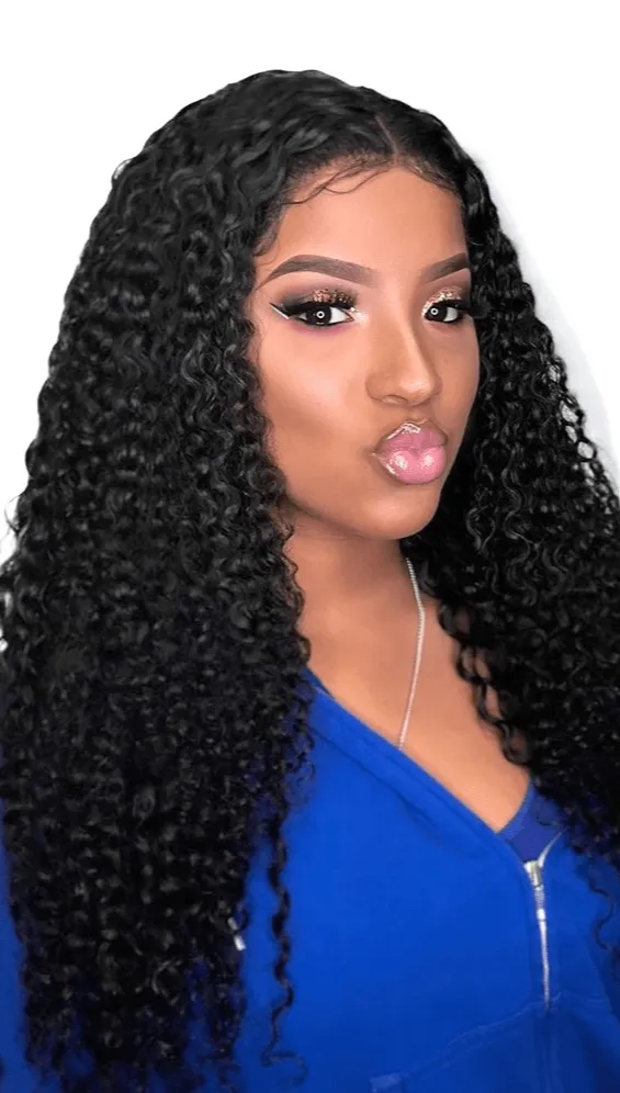 10A Grade 3/4 Kinky Curly Human Hair bundles with 4x4 Closures & 13x4