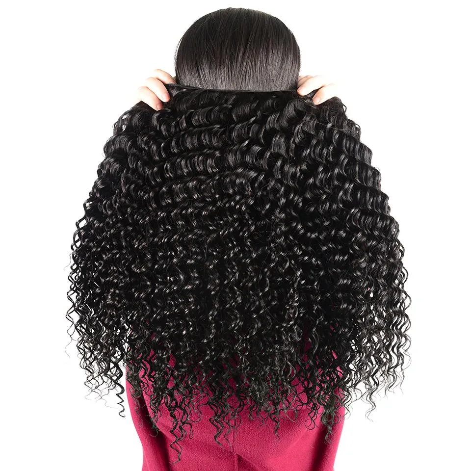 10A Grade 3/4 Kinky Curly Human Hair bundles with 4x4 Closures & 13x4