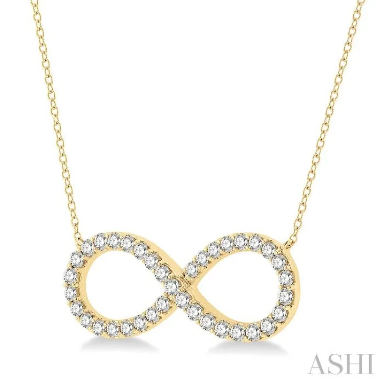 1/2 Ctw Round Cut Diamond Infinity Necklace in 14K Yellow Gold