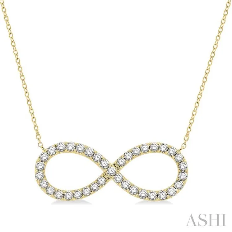 1/2 ctw Round Cut Diamond Infinity Necklace in 14K Yellow Gold