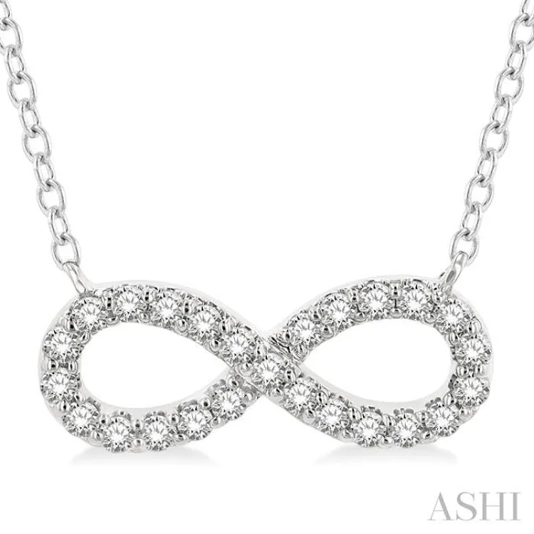 1/4 Ctw Round Cut Diamond Infinity Necklace in 14K White Gold