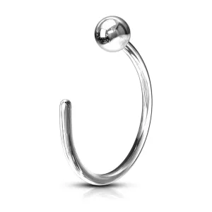 14 Kt White Gold Nose Hoop Ring - 20g Ring