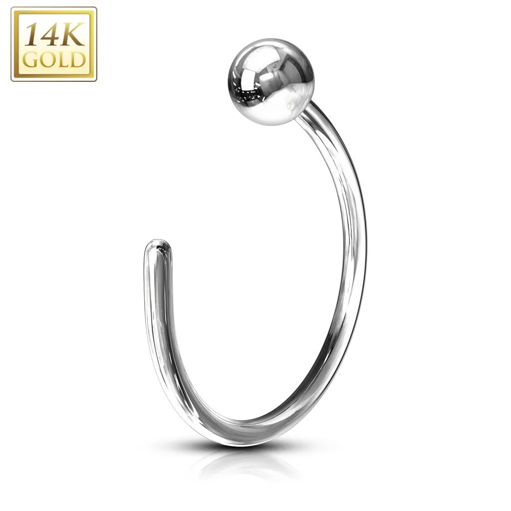 14 Kt White Gold Nose Hoop Ring - 20g Ring