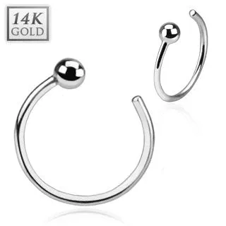 14 Kt White Gold Nose Hoop Ring - 20g Ring