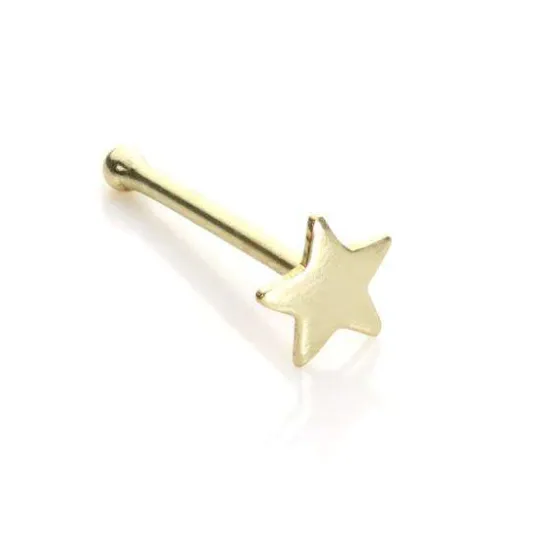 14k Yellow and White Gold Stud Nose Ring Star for Womens / Star Nose Piercing / Gold Body Jewelry / Aretes de la Nariz en Oro Solido Real