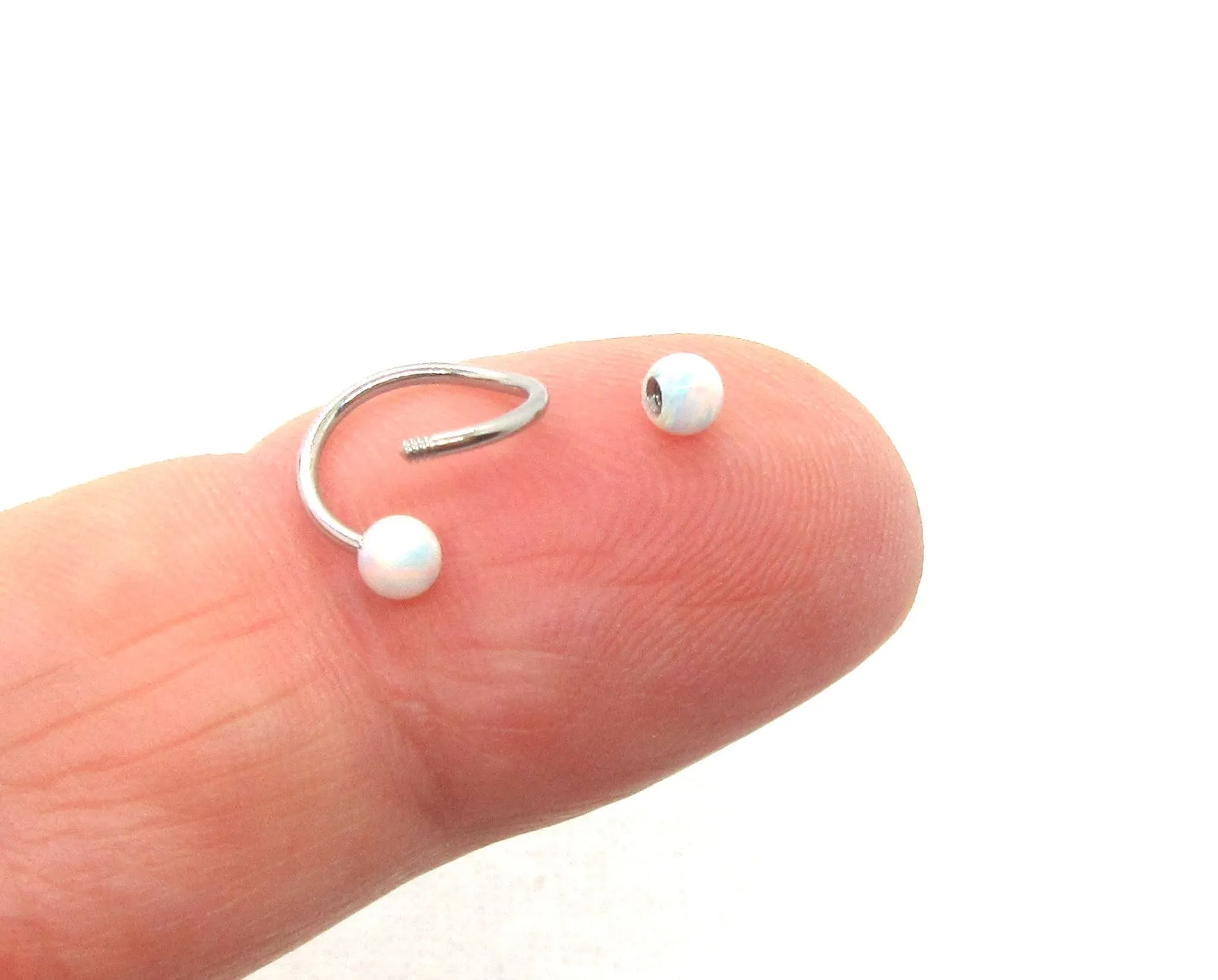 20G Double Opal Nose Hoop Nose Ring Nostril Hoop Ring 20 gauge Unique Nose Hoop