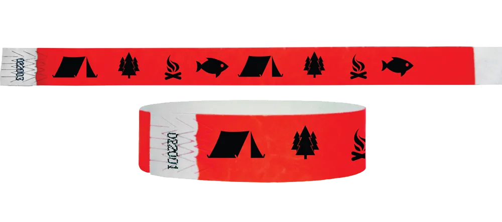 3/4 Tyvek Wristband Camping Tent/Tree/Fire/Fish Style 500