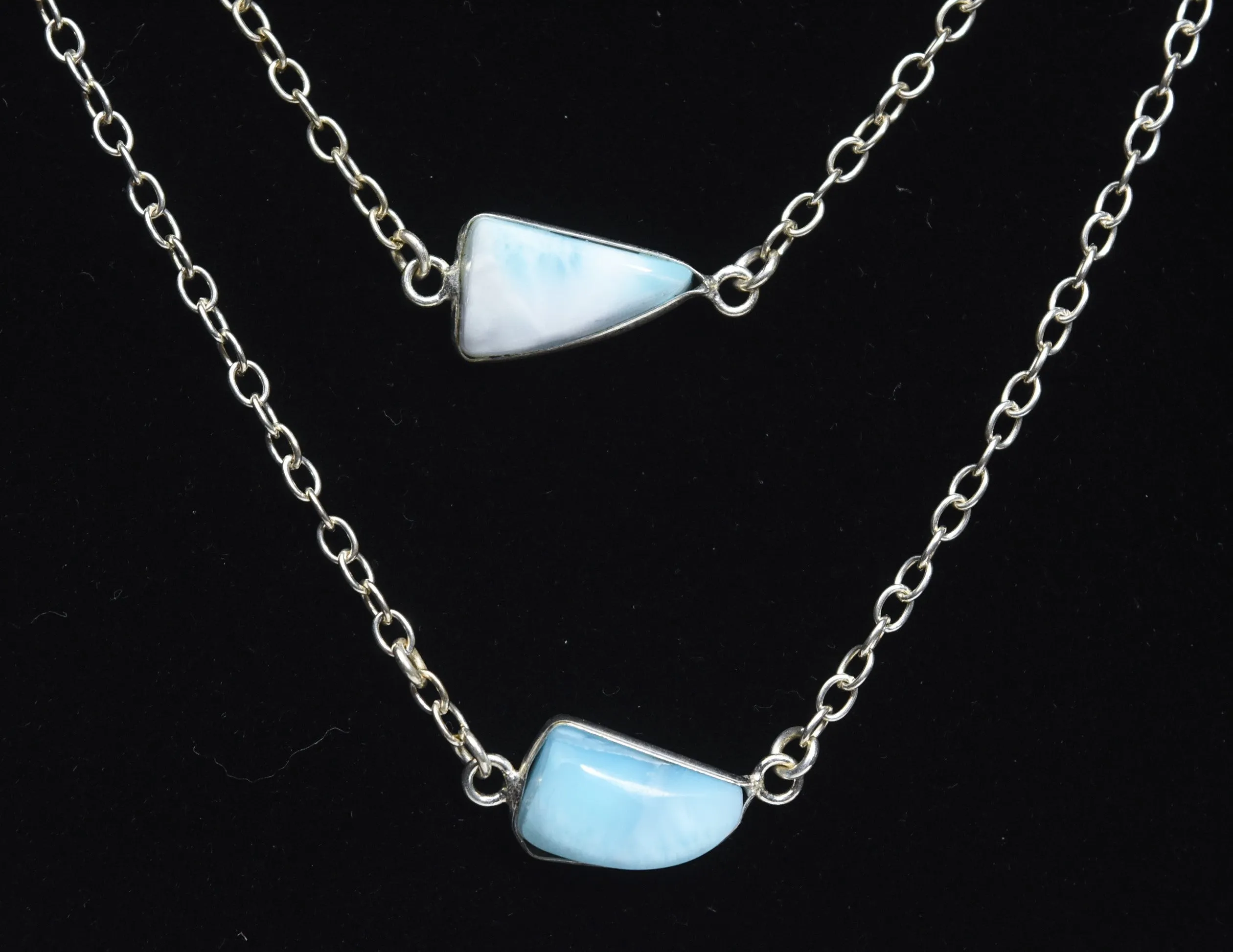 34" Larimar Infinity Station Necklace