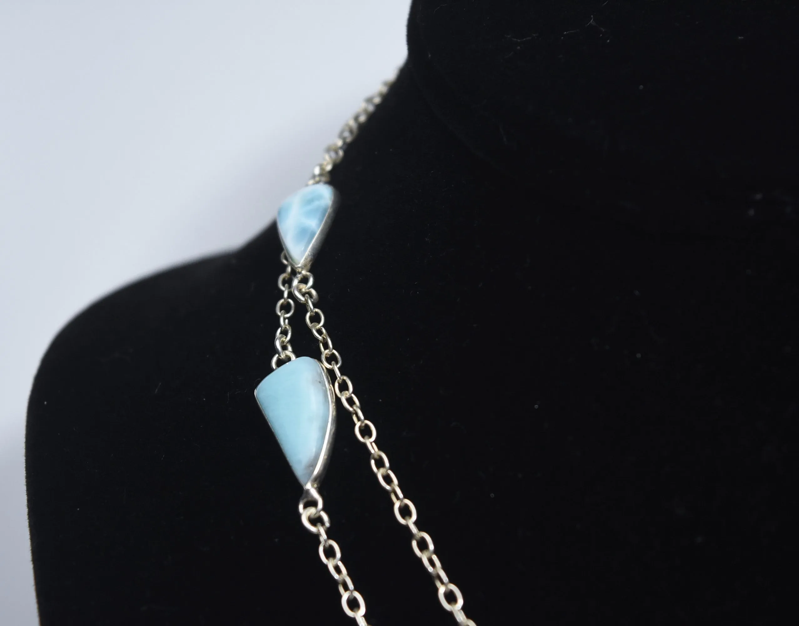 34" Larimar Infinity Station Necklace