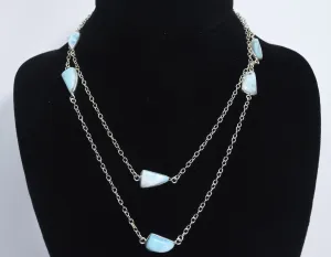 34" Larimar Infinity Station Necklace