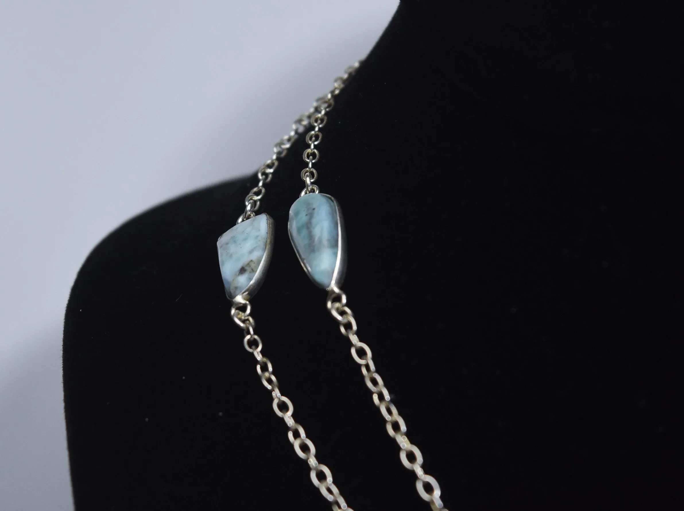 34" Larimar Infinity Station Necklace