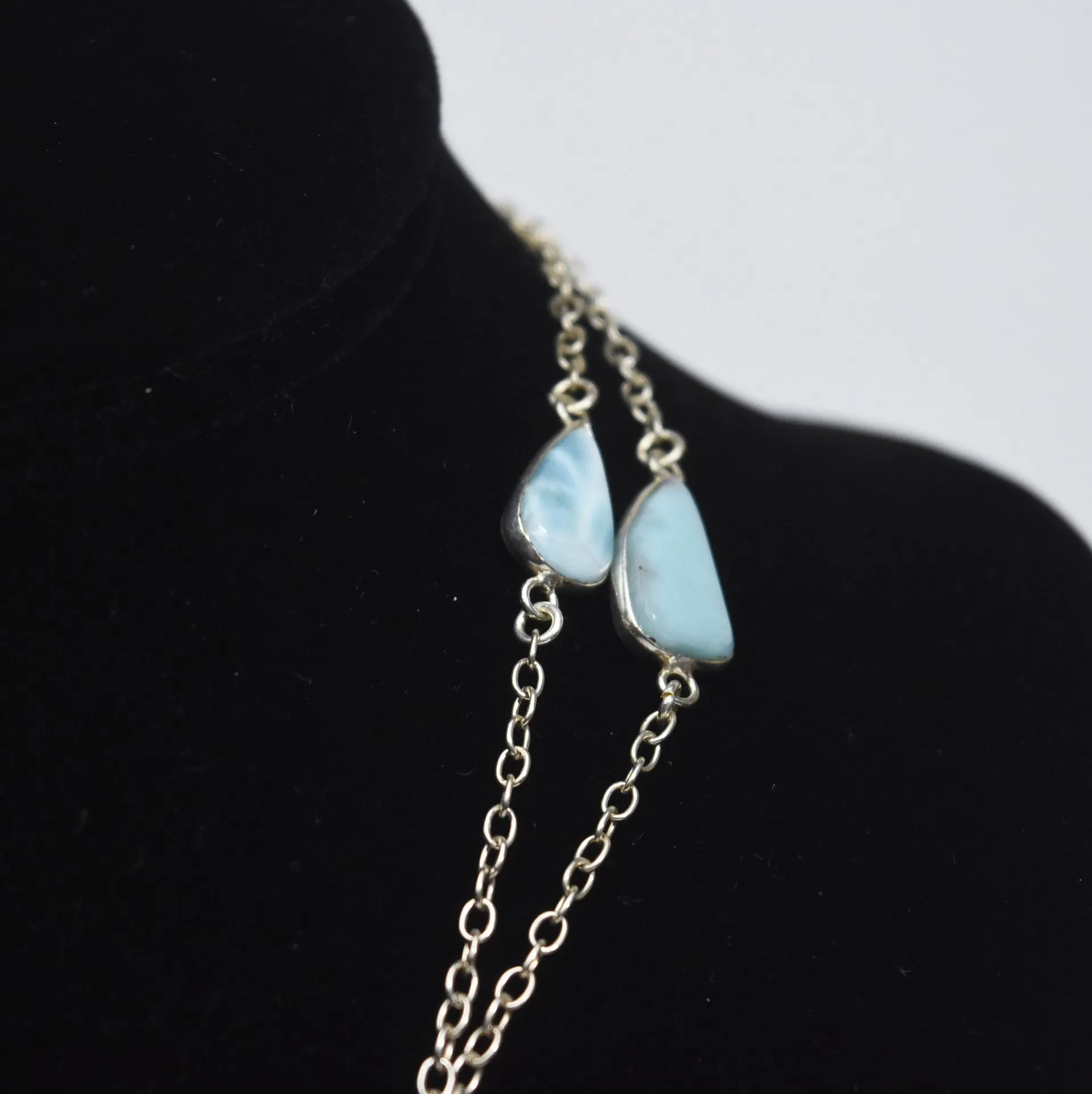 34" Larimar Infinity Station Necklace