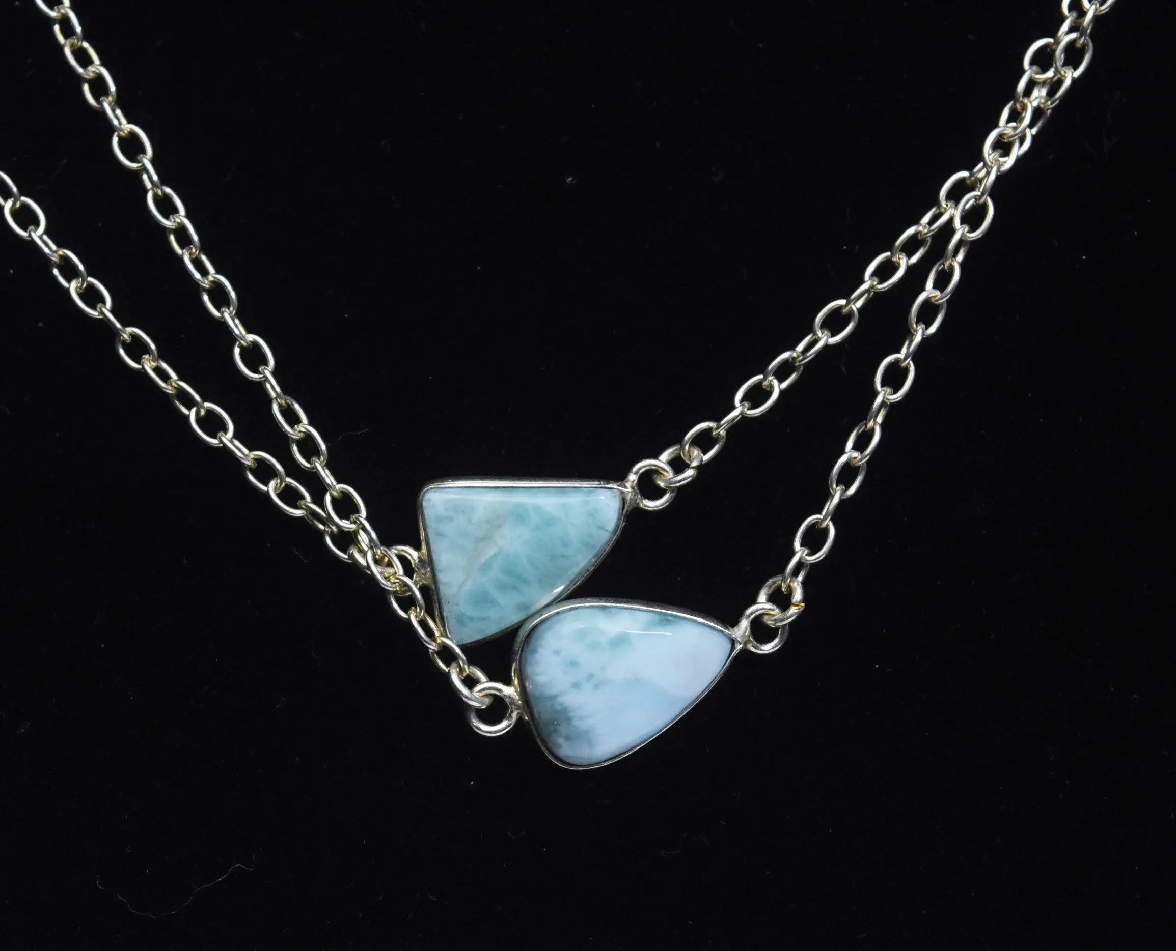 34" Larimar Infinity Station Necklace