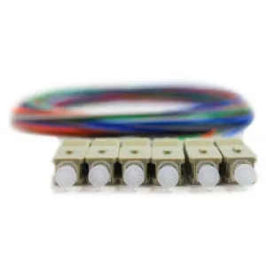 6 Strand Fiber Pigtail, OM1 - 62.5/125, Multmode Beige Boot SC/PC connectors, 3 meter