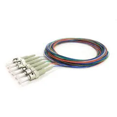 6 Strand Fiber Pigtail, OM1 - 62.5/125, Multmode Beige Boot ST/PC connectors, 3 meter