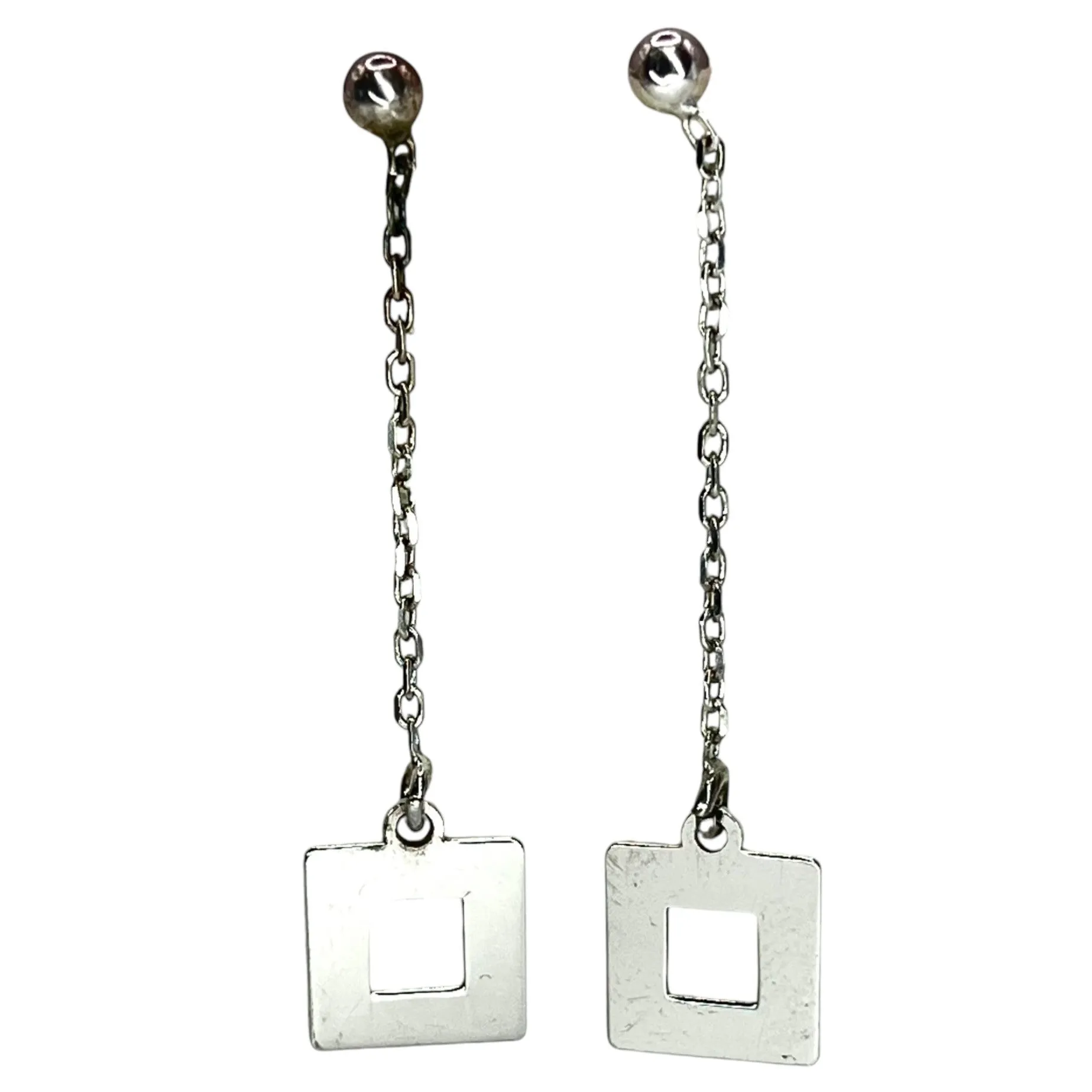 925 Sterling Silver Square Dangle Drop Earrings Geometric Lightweight Tassel