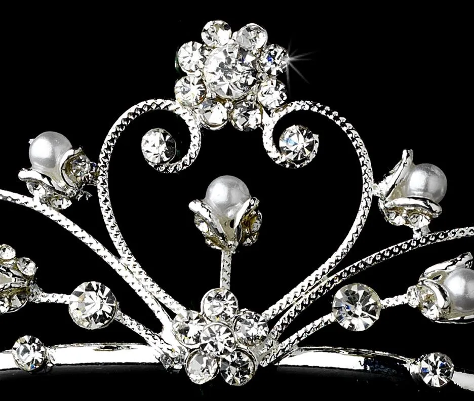 Adorable Flower Girl Crystal Pearl Tiara Crown