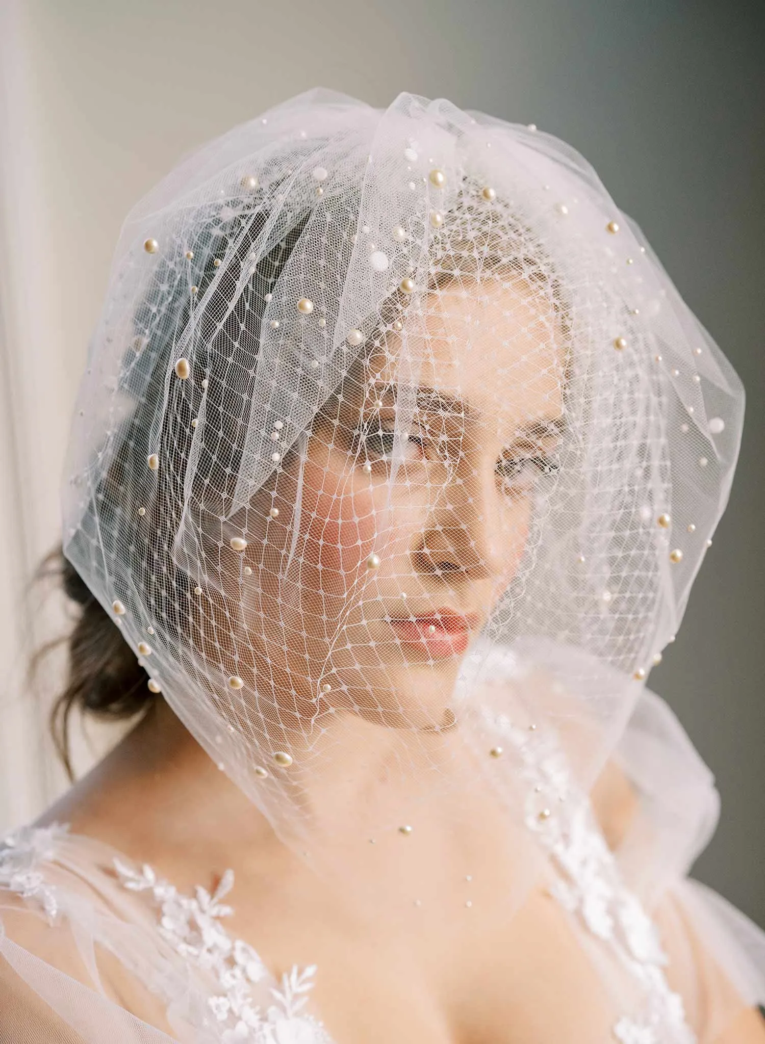 Adorned double layer full birdcage veil - Style #2448