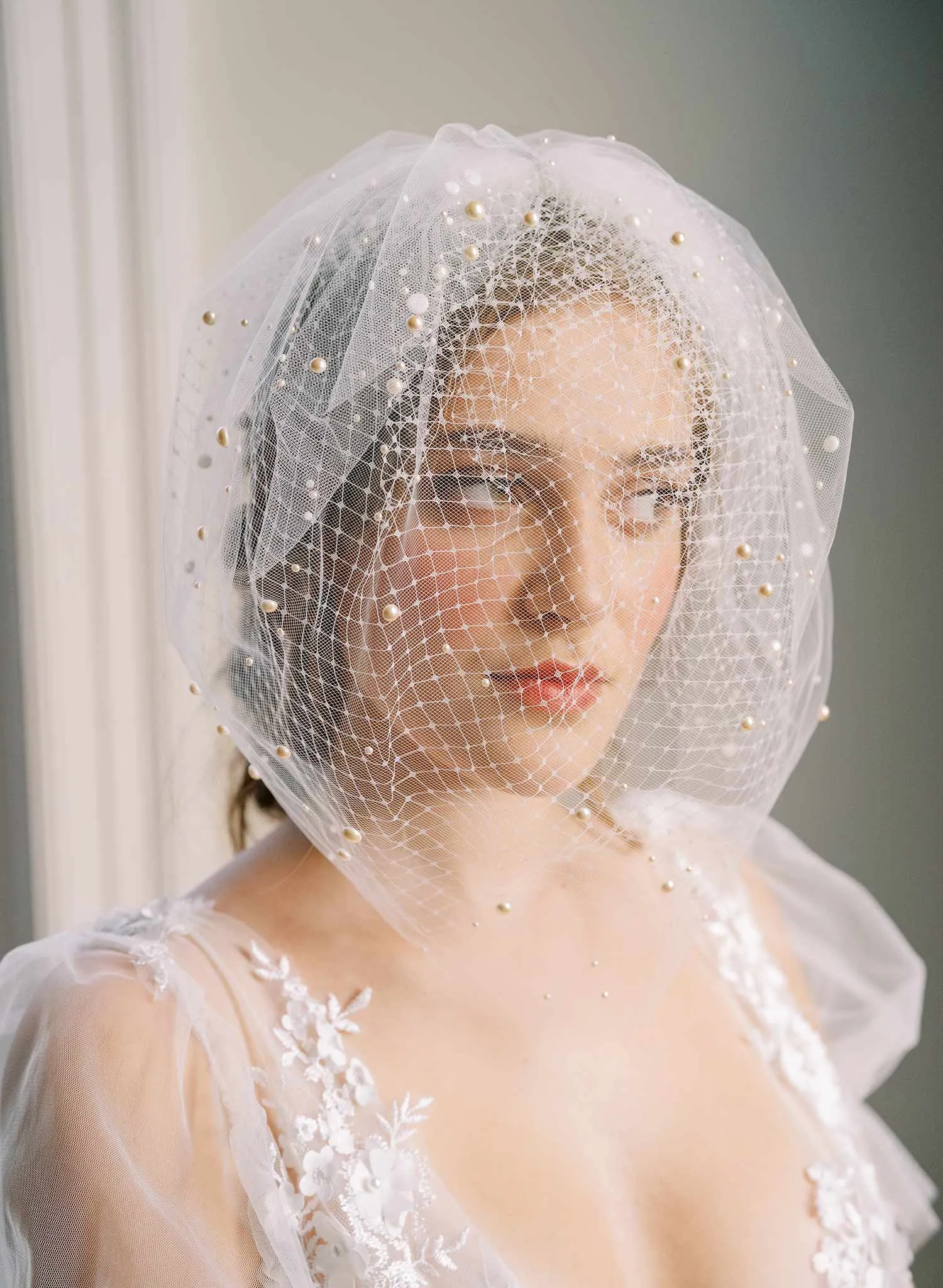 Adorned double layer full birdcage veil - Style #2448