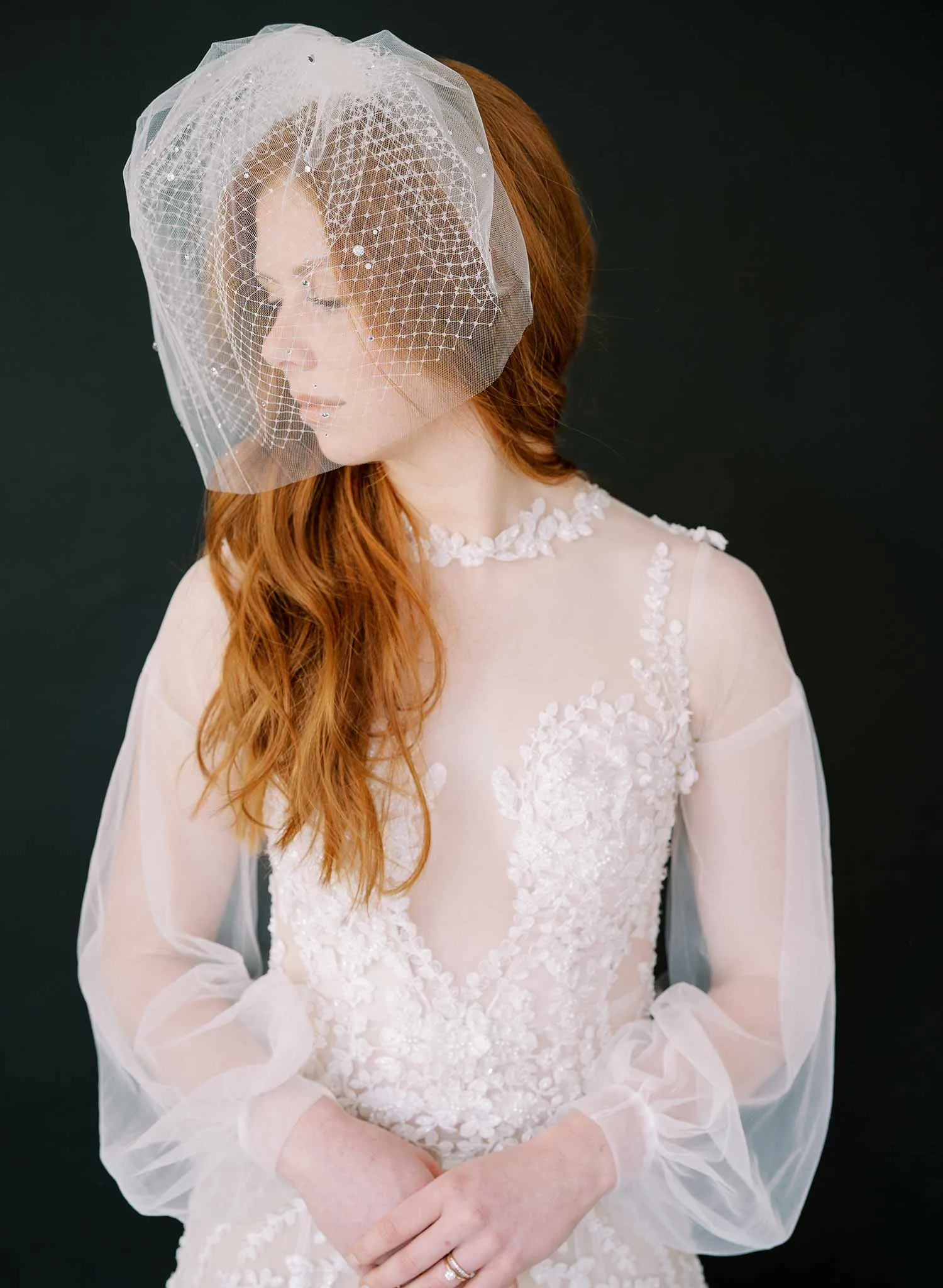 Adorned double layer full birdcage veil - Style #2448