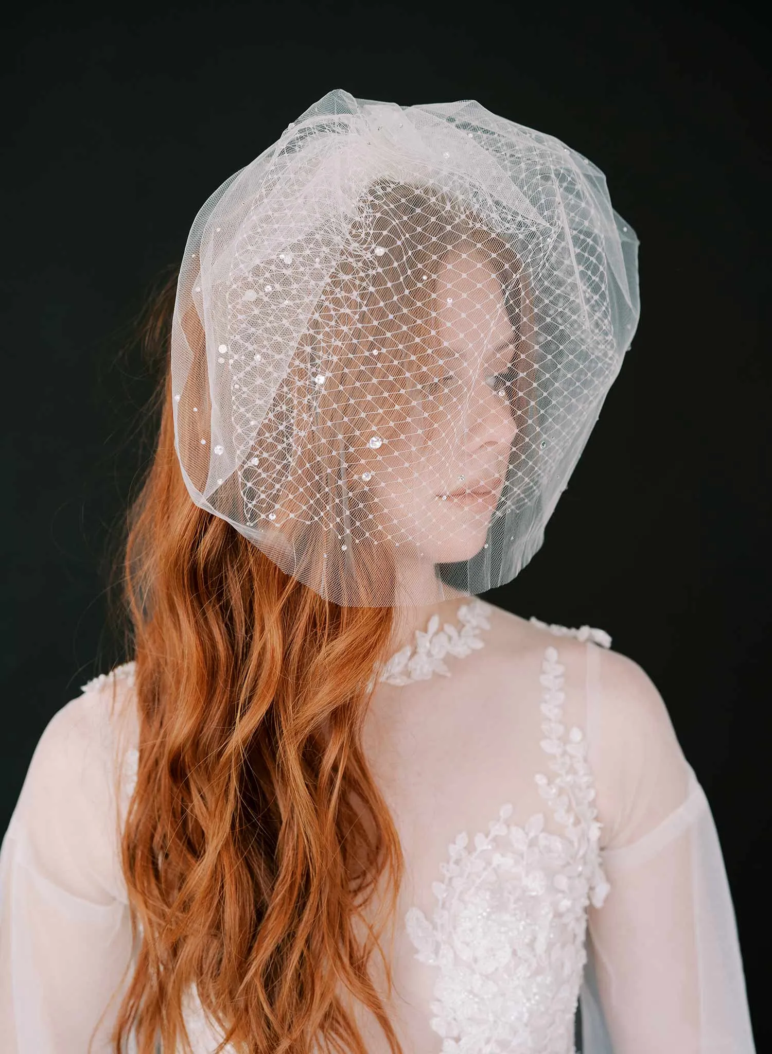 Adorned double layer full birdcage veil - Style #2448