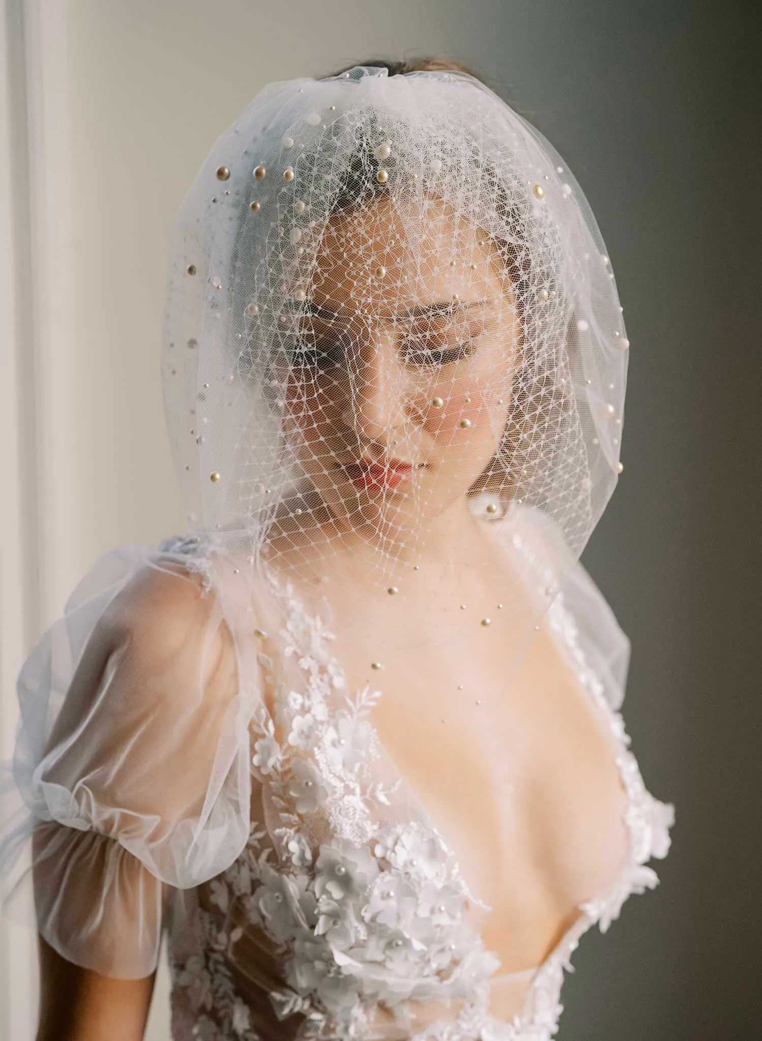 Adorned double layer full birdcage veil - Style #2448