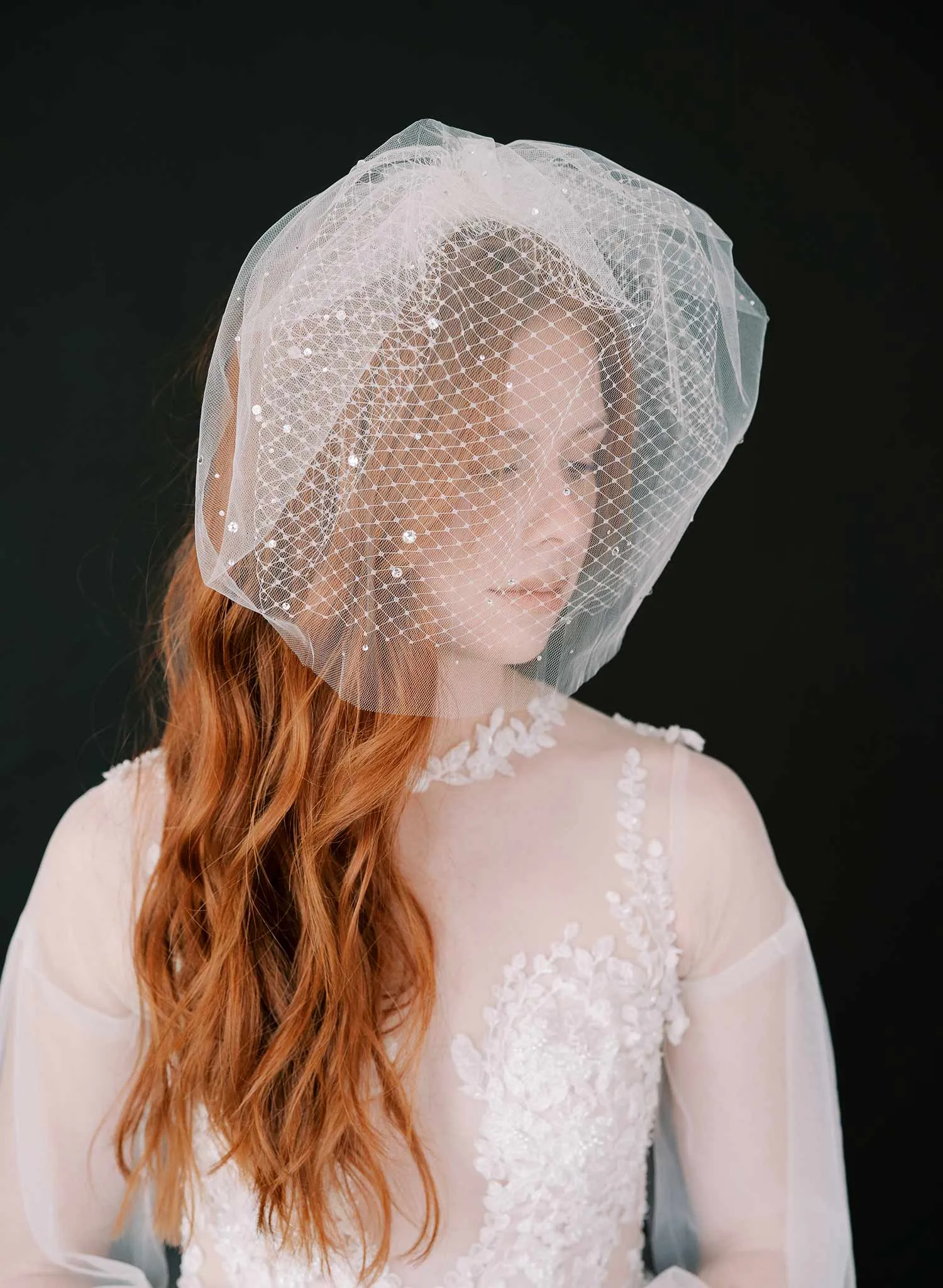 Adorned double layer full birdcage veil - Style #2448