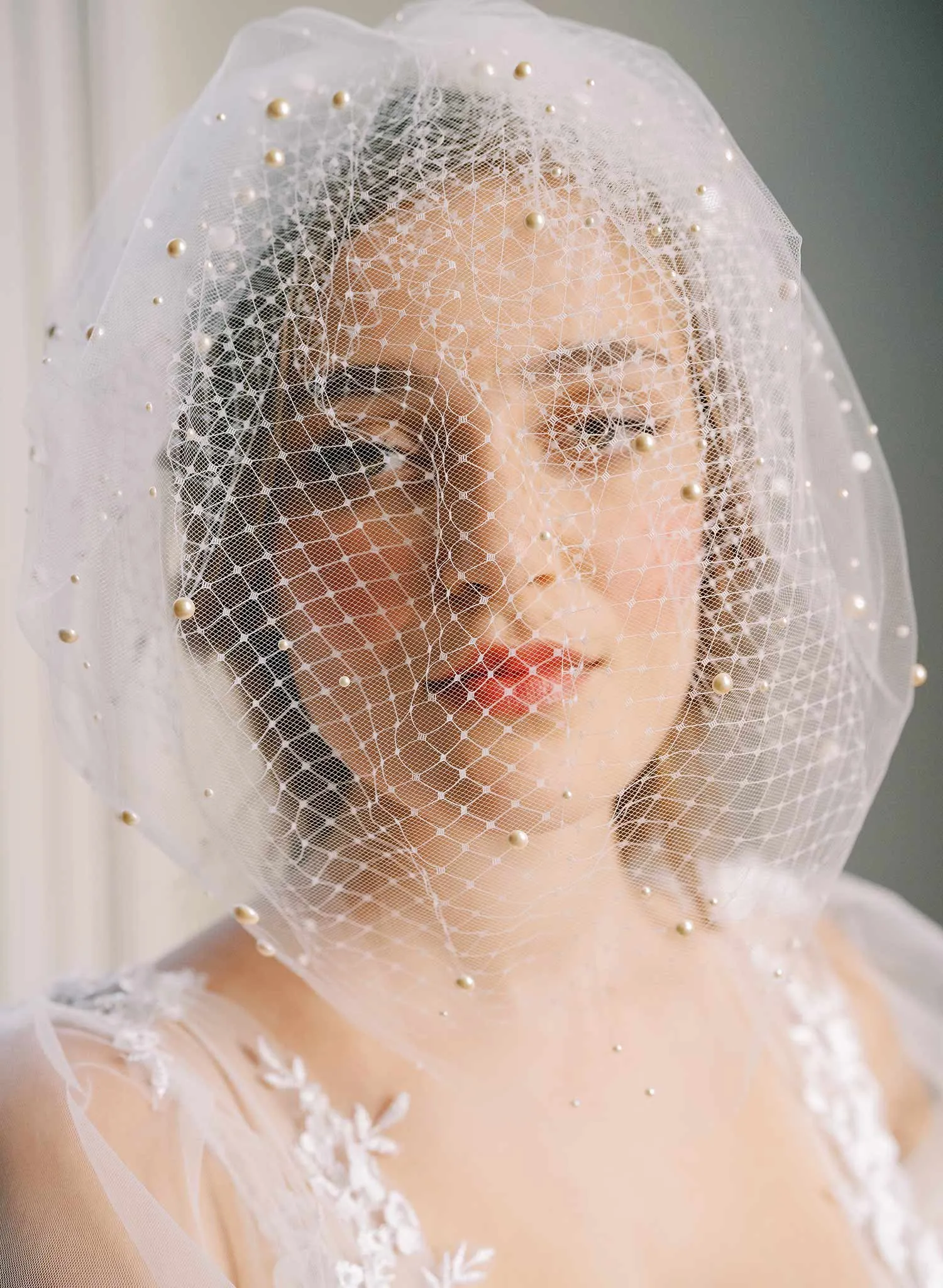 Adorned double layer full birdcage veil - Style #2448