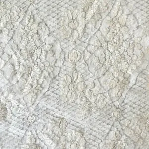 Alencon Lace Fabric - Ivory Silver