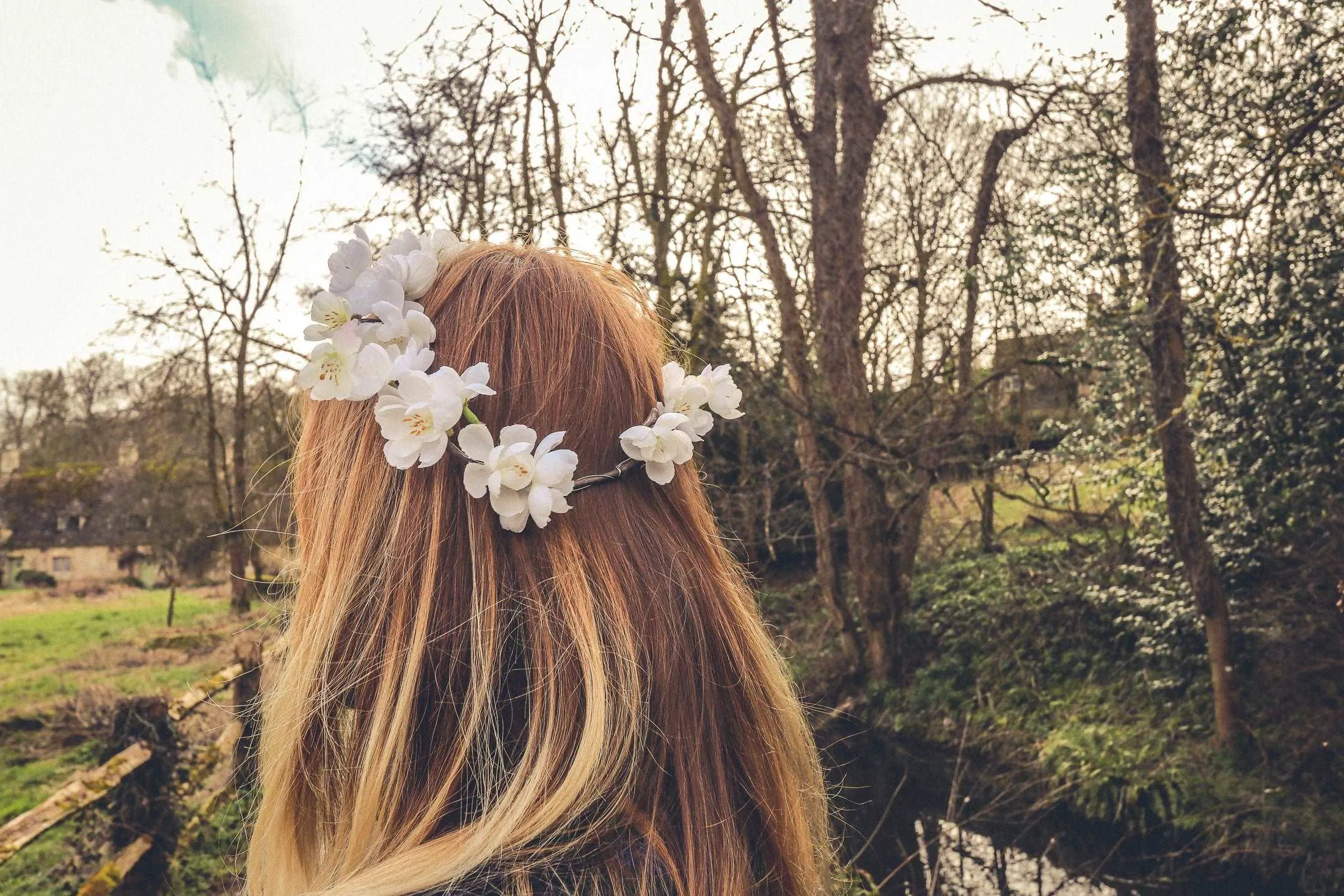 Baby's breath and Cherry blossoms Flower Crown set, Adult size crown, Child size crown