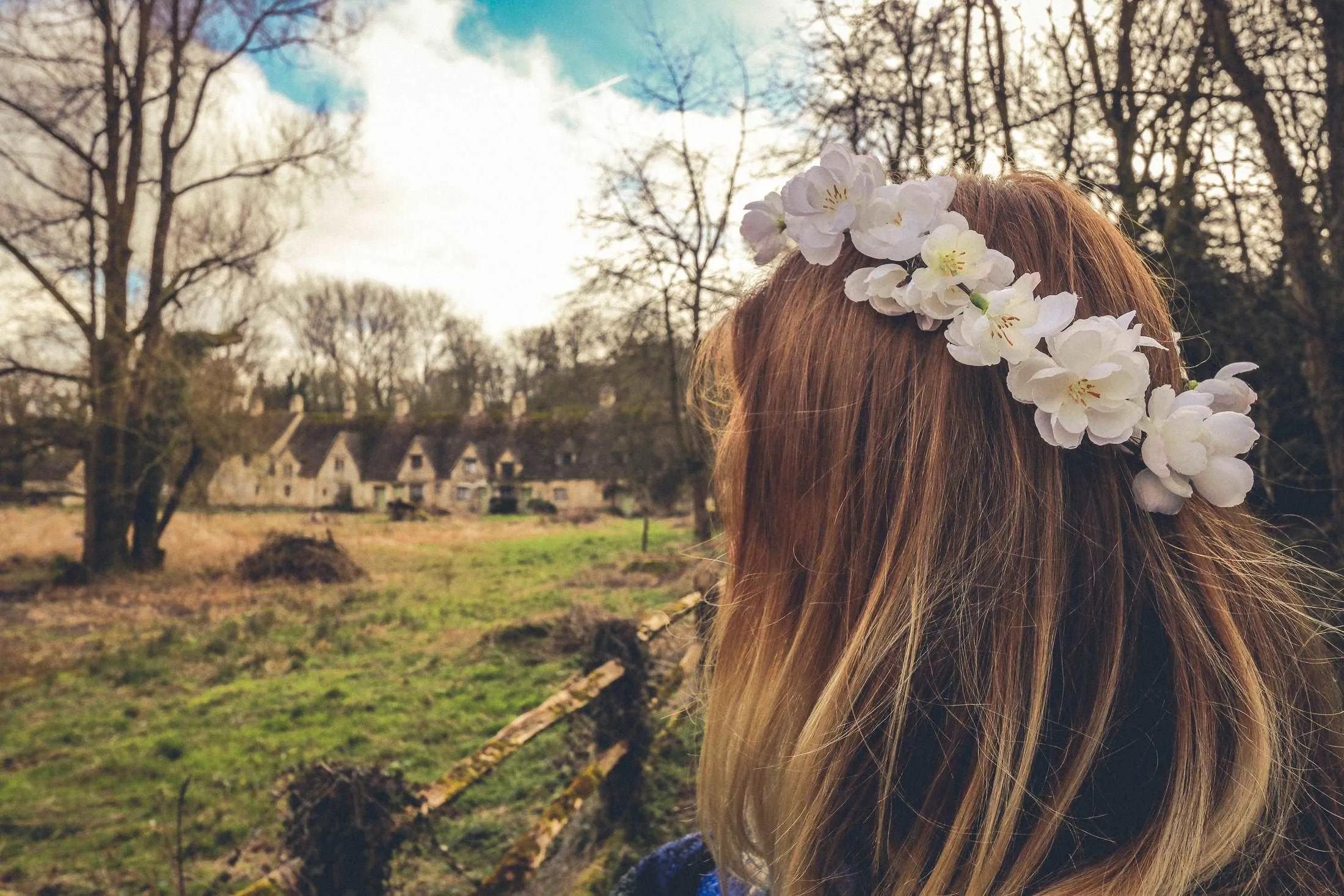 Baby's breath and Cherry blossoms Flower Crown set, Adult size crown, Child size crown