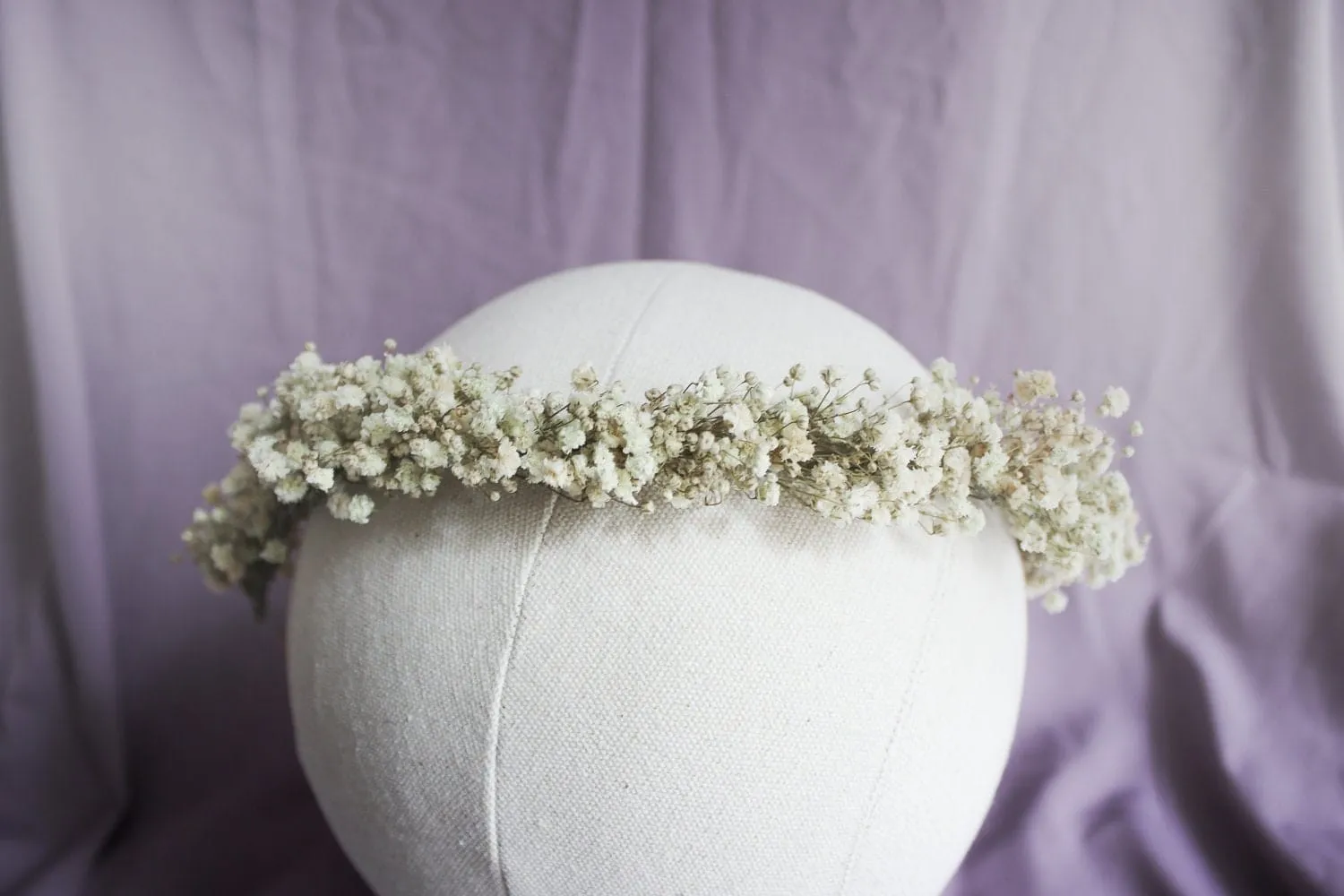 Baby's Breath Veil Crown, Boho White Wedding Crown, Rustic Flower Crown, Dried Flower Crown