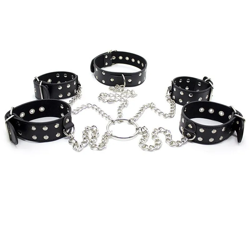 BDSM Bondage Slave Neck Collar Hand Ankle Cuffs