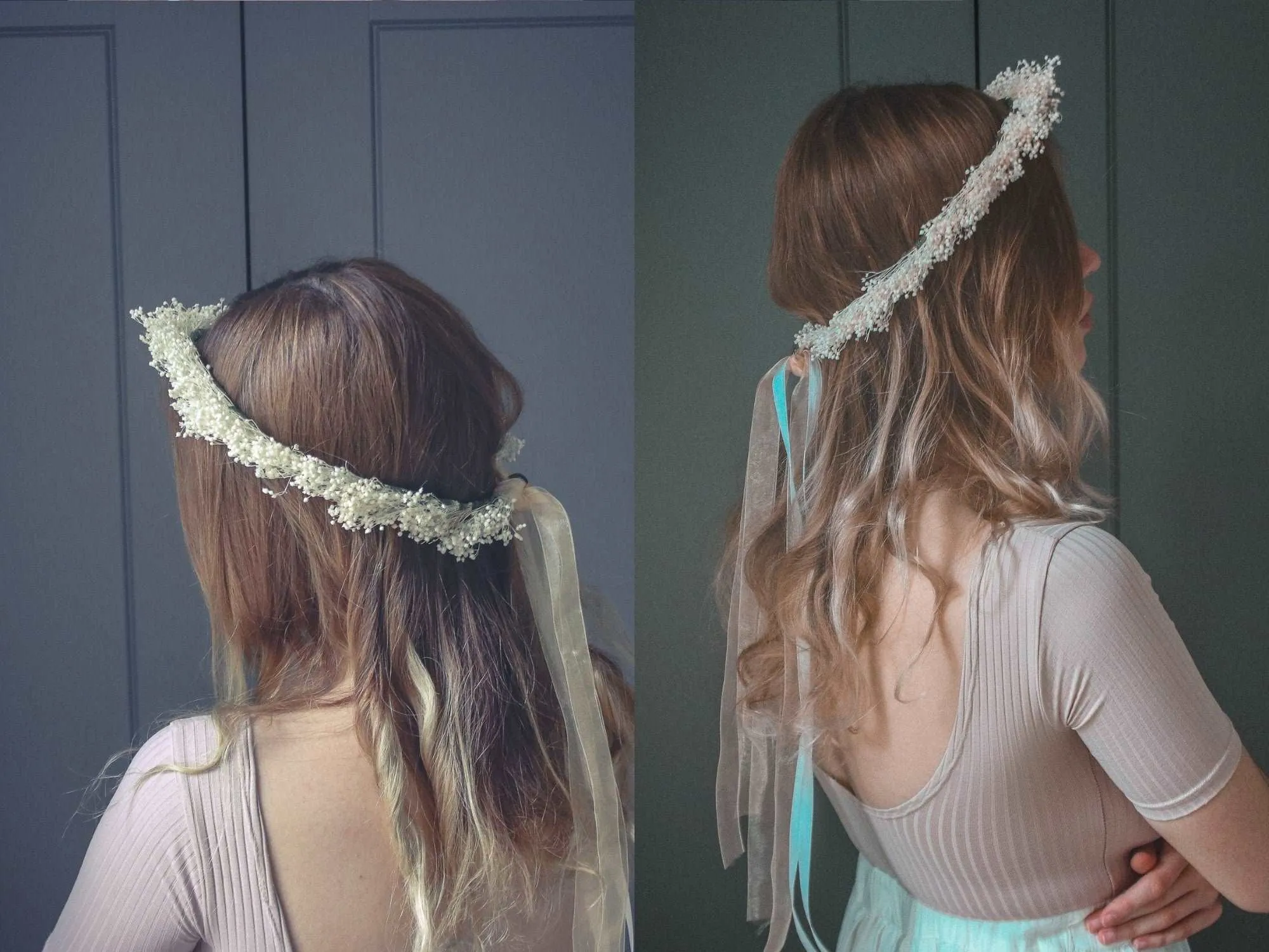 Bleached Gypsophila Crown, Rustic Flower Crown, Boho Flower Crown, Wedding Crown, Dried Flowers, Bridal Accessories, Crown