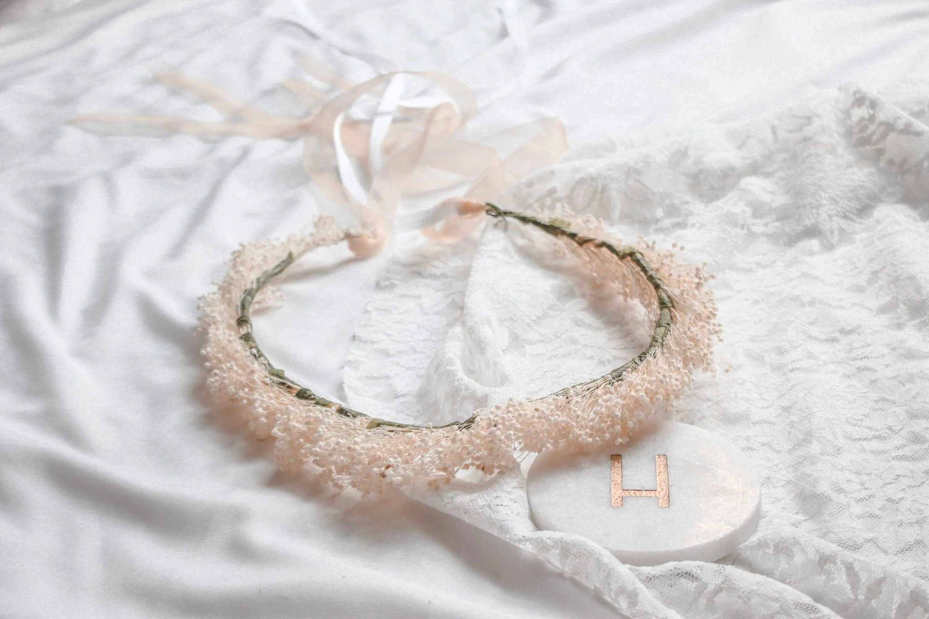 Bleached Gypsophila Crown, Rustic Flower Crown, Boho Flower Crown, Wedding Crown, Dried Flowers, Bridal Accessories, Crown