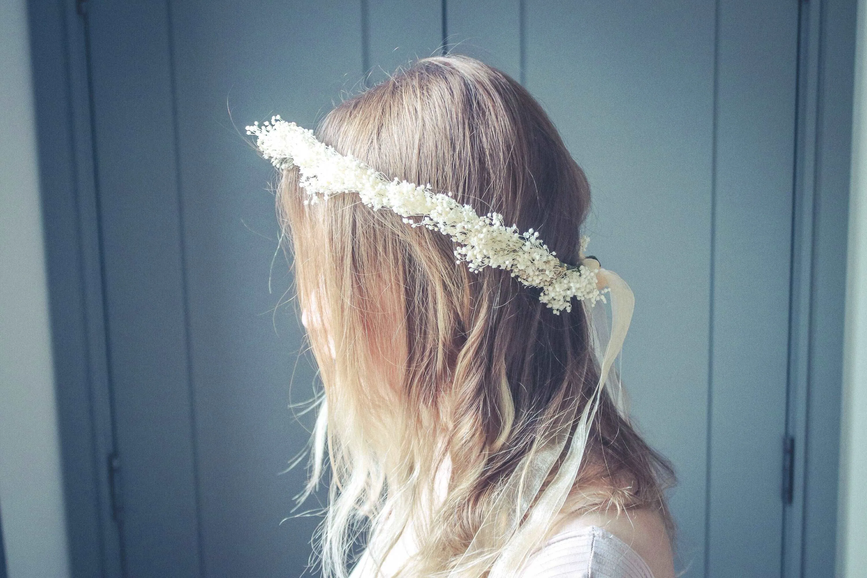 Bleached Gypsophila Crown, Rustic Flower Crown, Boho Flower Crown, Wedding Crown, Dried Flowers, Bridal Accessories, Crown