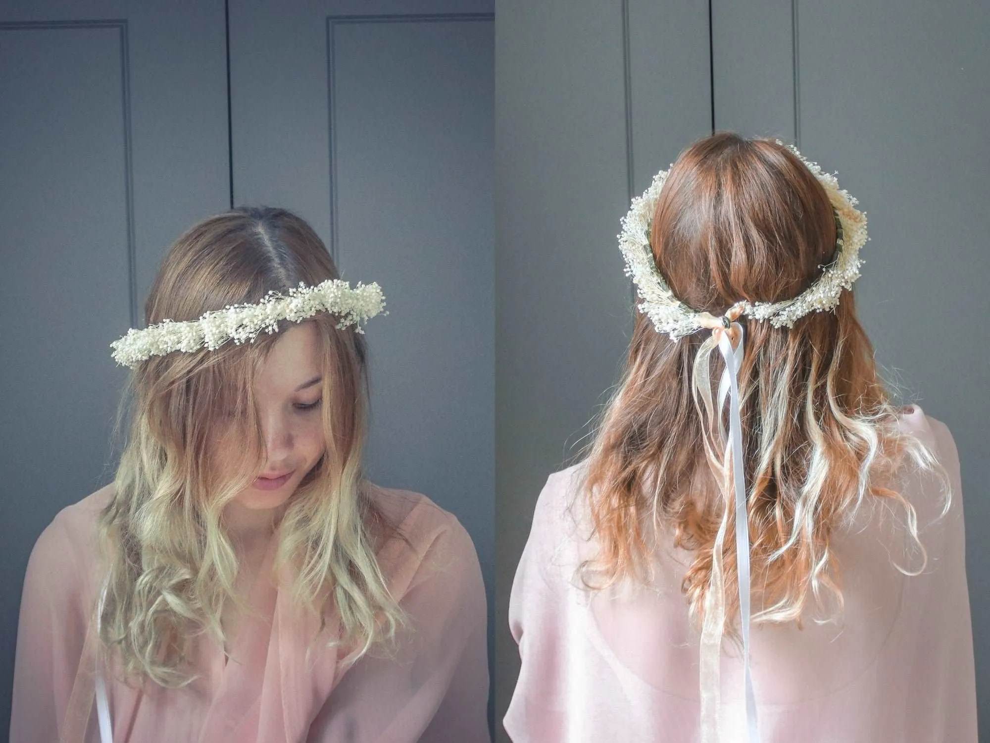 Bleached Gypsophila Crown, Rustic Flower Crown, Boho Flower Crown, Wedding Crown, Dried Flowers, Bridal Accessories, Crown