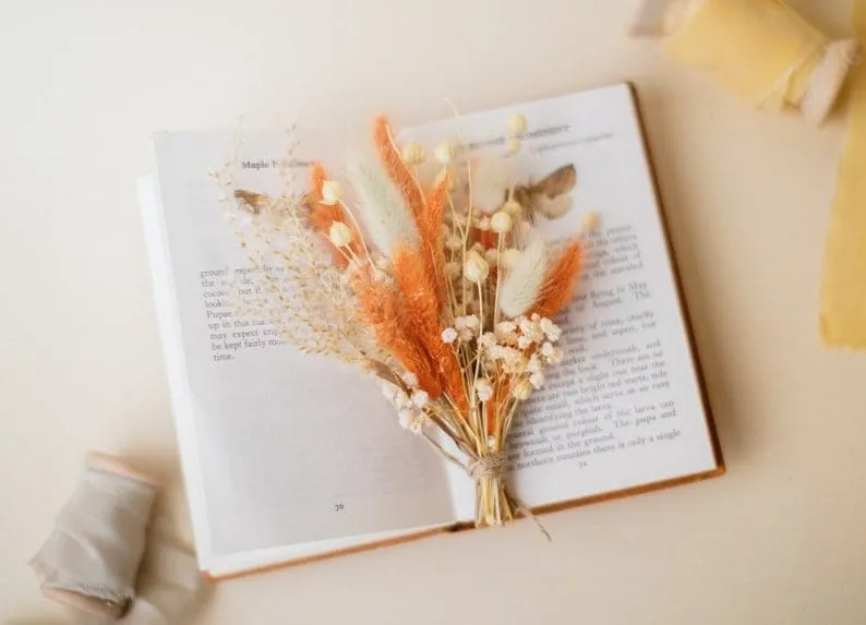 Burnt Orange & Yellow Hair Crown Wedding Boho Set / Wedding Dried Flowers