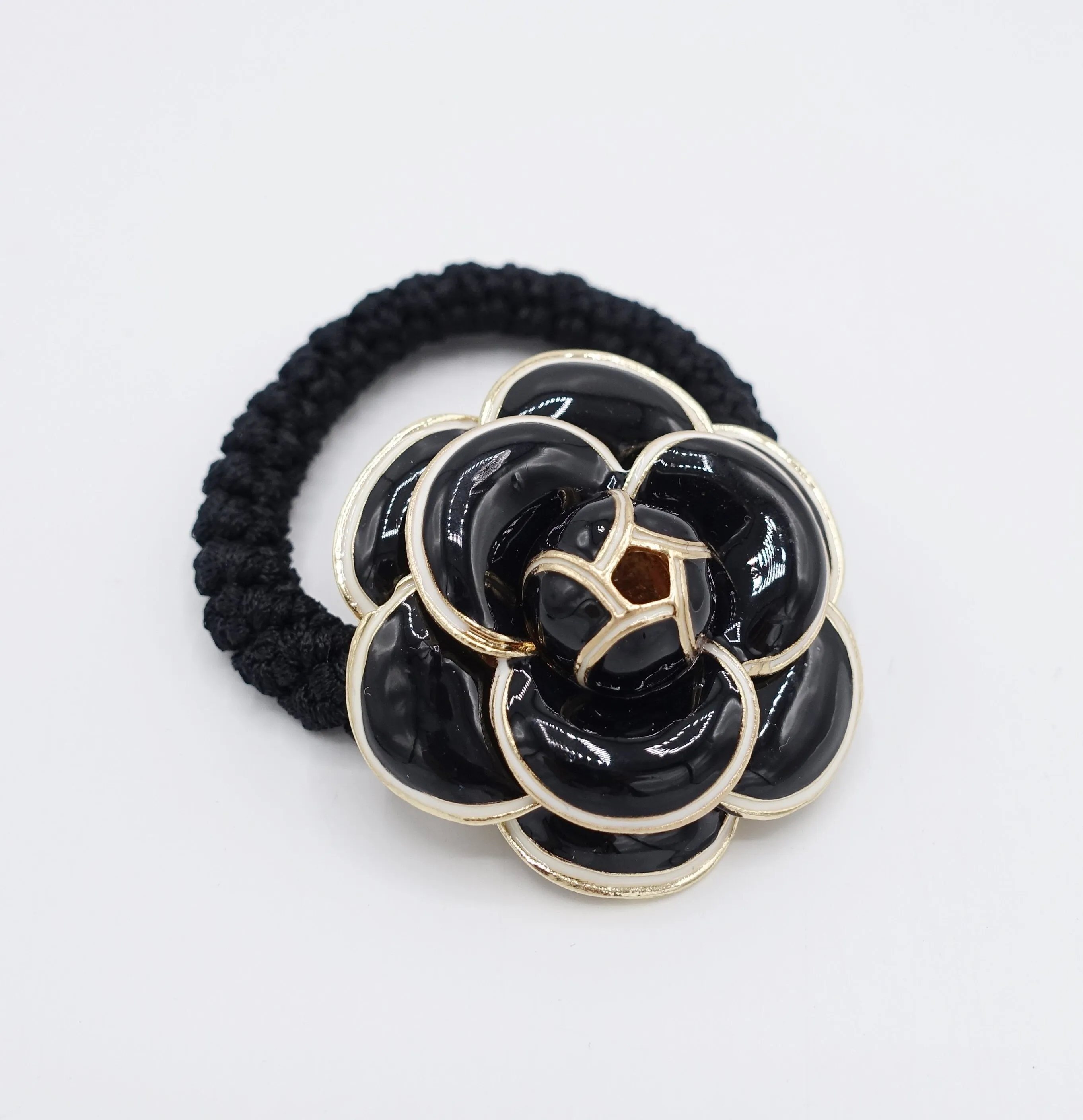 camellia hair elastic, flower ponytail holder, camelia ponytail holder for women