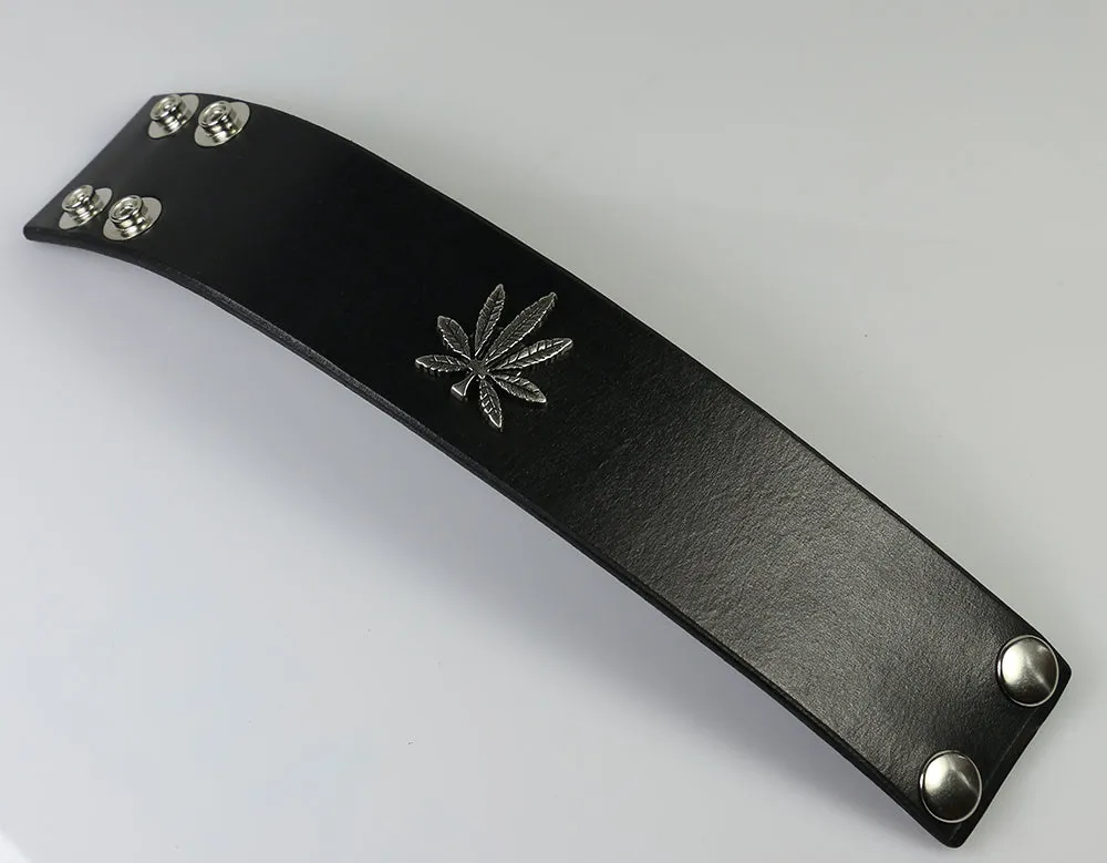 Cannabis Leaf Leather Wristband