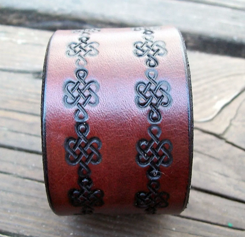 Celtic Knot Leather Snap Wristbands | 1.5" Wide