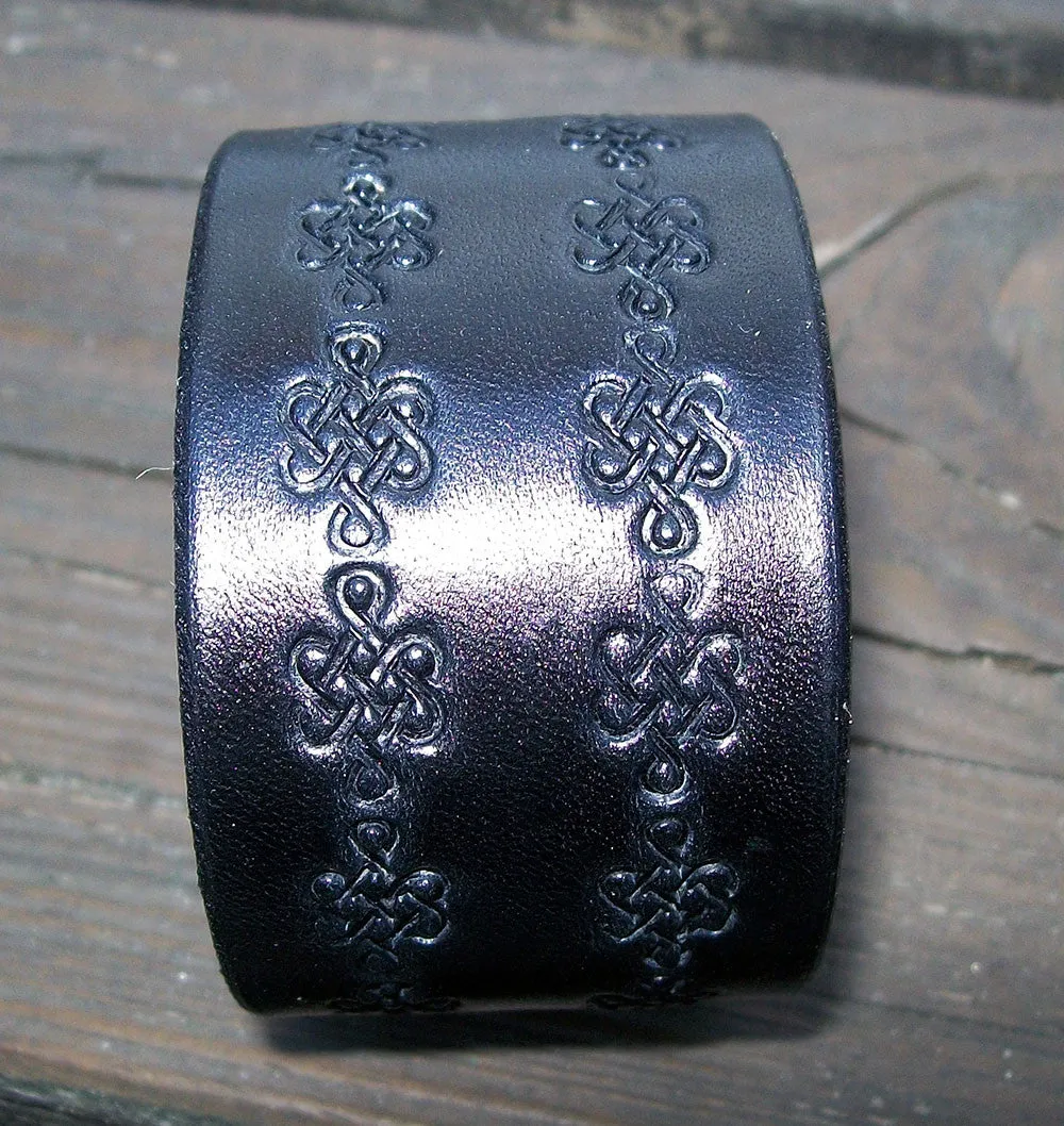 Celtic Knot Leather Snap Wristbands | 1.5" Wide