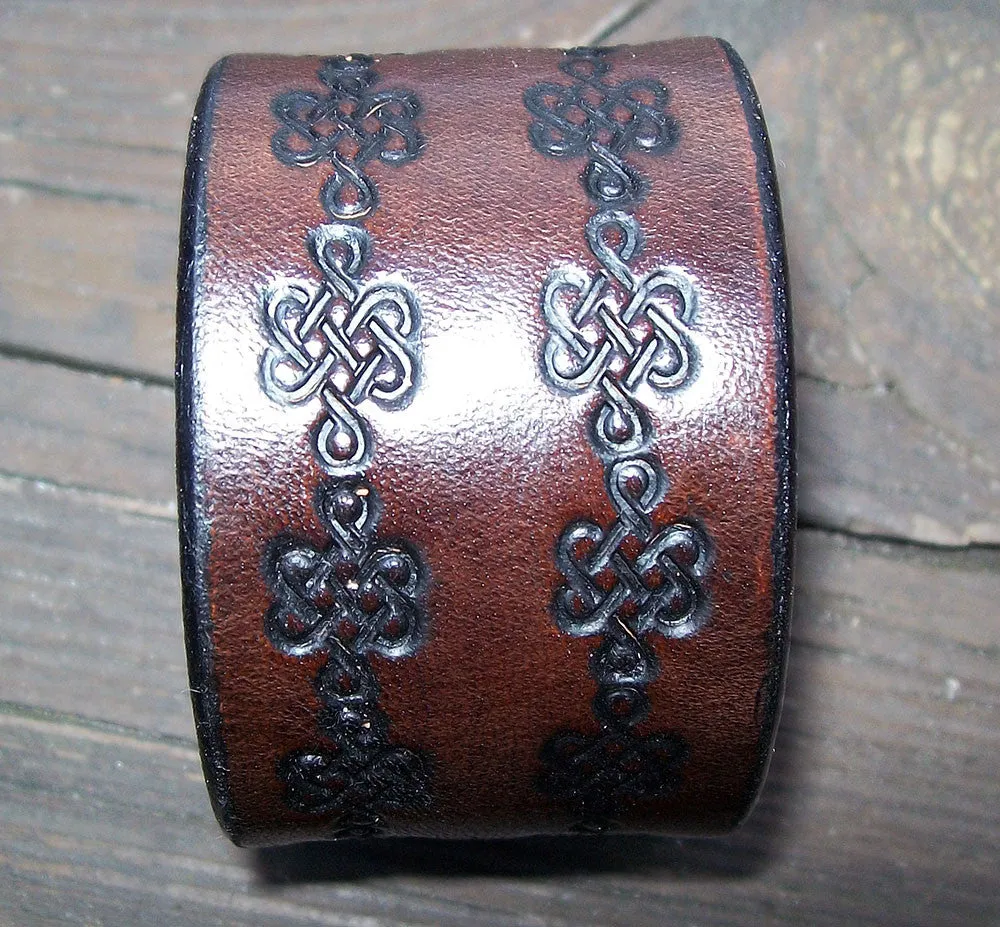 Celtic Knot Leather Snap Wristbands | 1.5" Wide