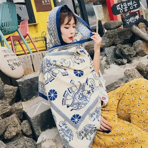 Chinese style fashion printed silk fabric charming texture high-grade temperament spring and autumn simple fashion ladies scarf