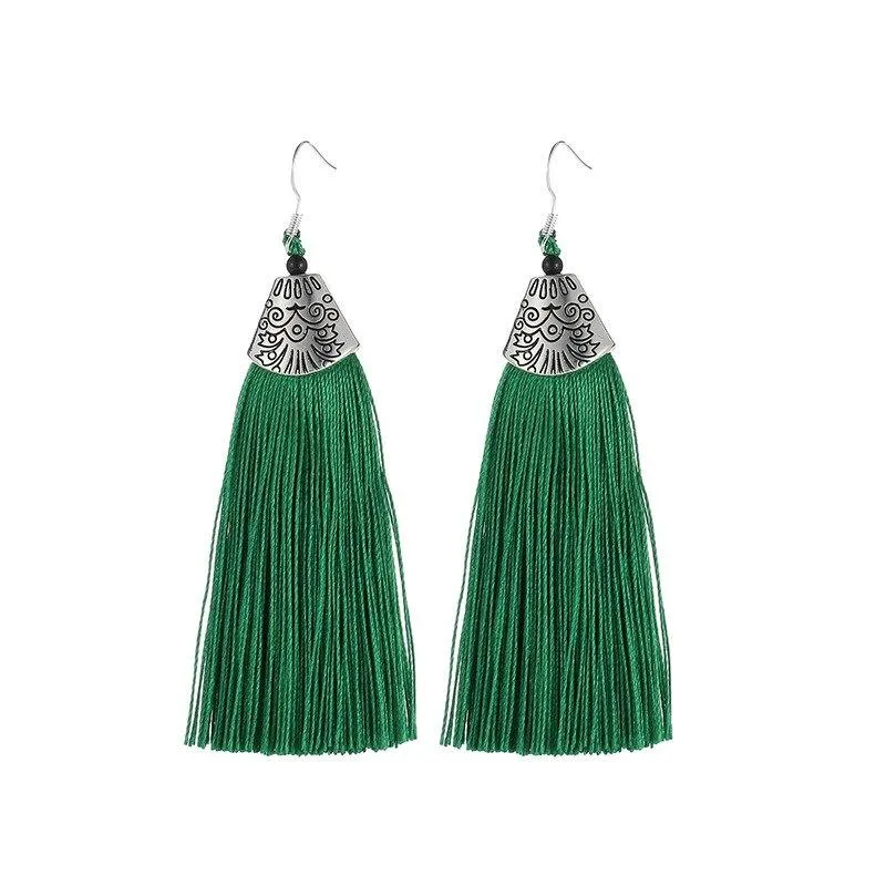 Colorful Bohemian Trend Leaf Tassel Drop Earrings