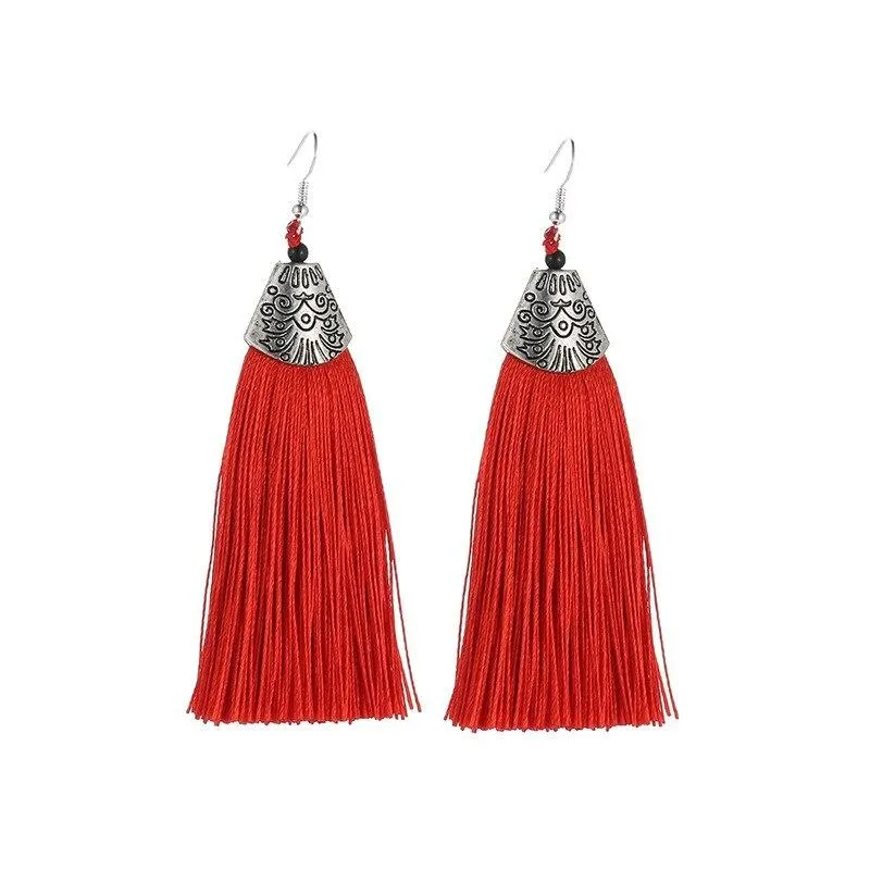 Colorful Bohemian Trend Leaf Tassel Drop Earrings