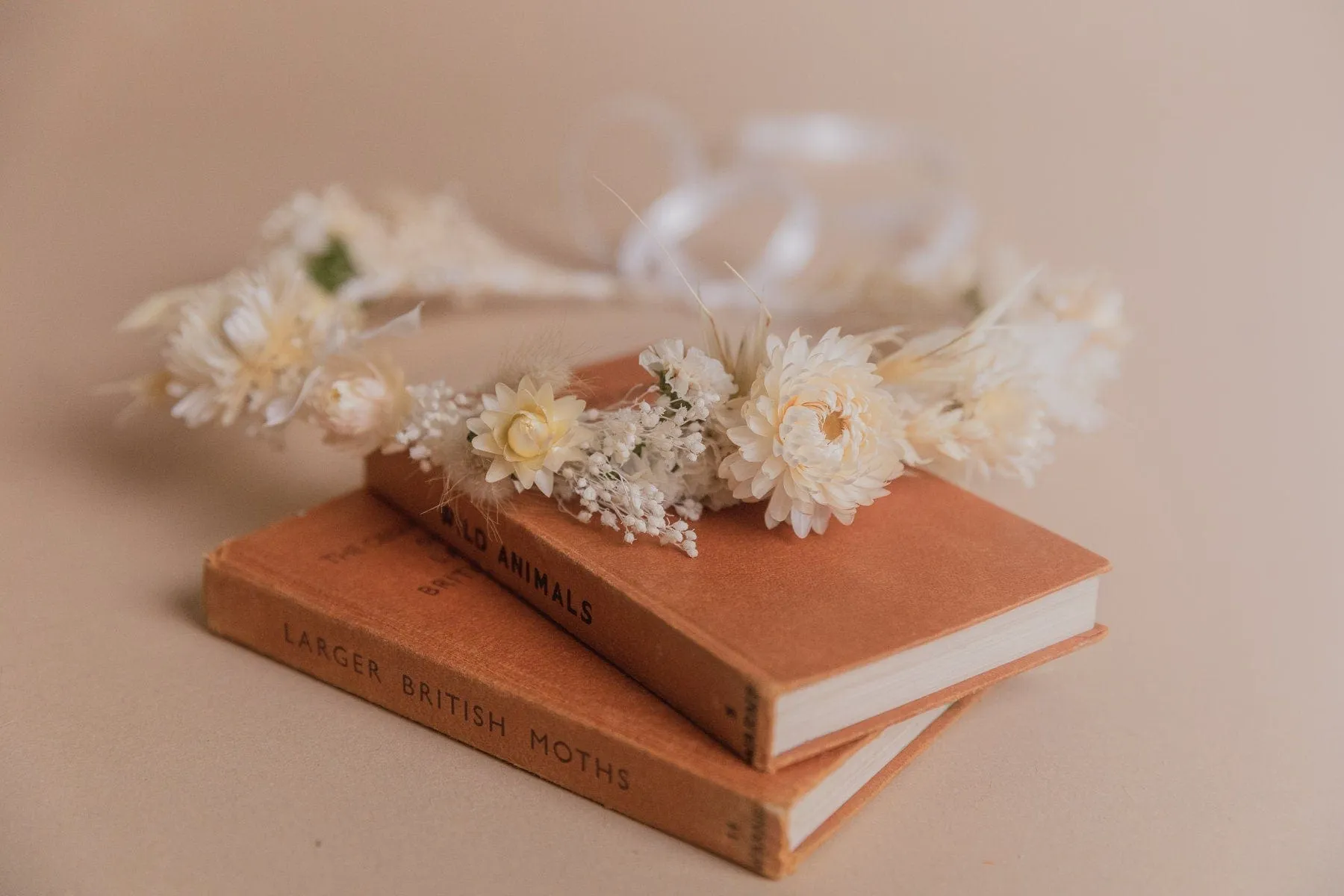 Cream Straw Flowers and Statice Crown / Broom Bloom Dried Grasses Crown / Dried Flower Crown / Boho Bridal Crown